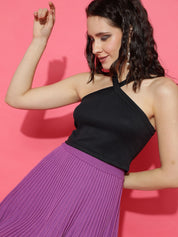 Kotty Women Solid Halter Neck Cotton Top