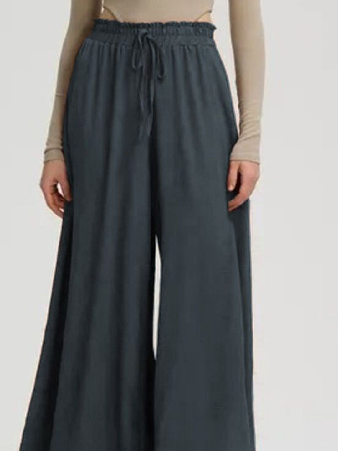 Kotty Women Relaxed Loose Fit High-Rise Wide Leg Trousers