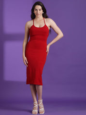 Kotty Women Solid Halter Neck Sheath Dress