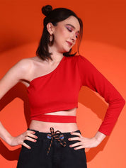 Kotty Women Solid One Shoulder Top