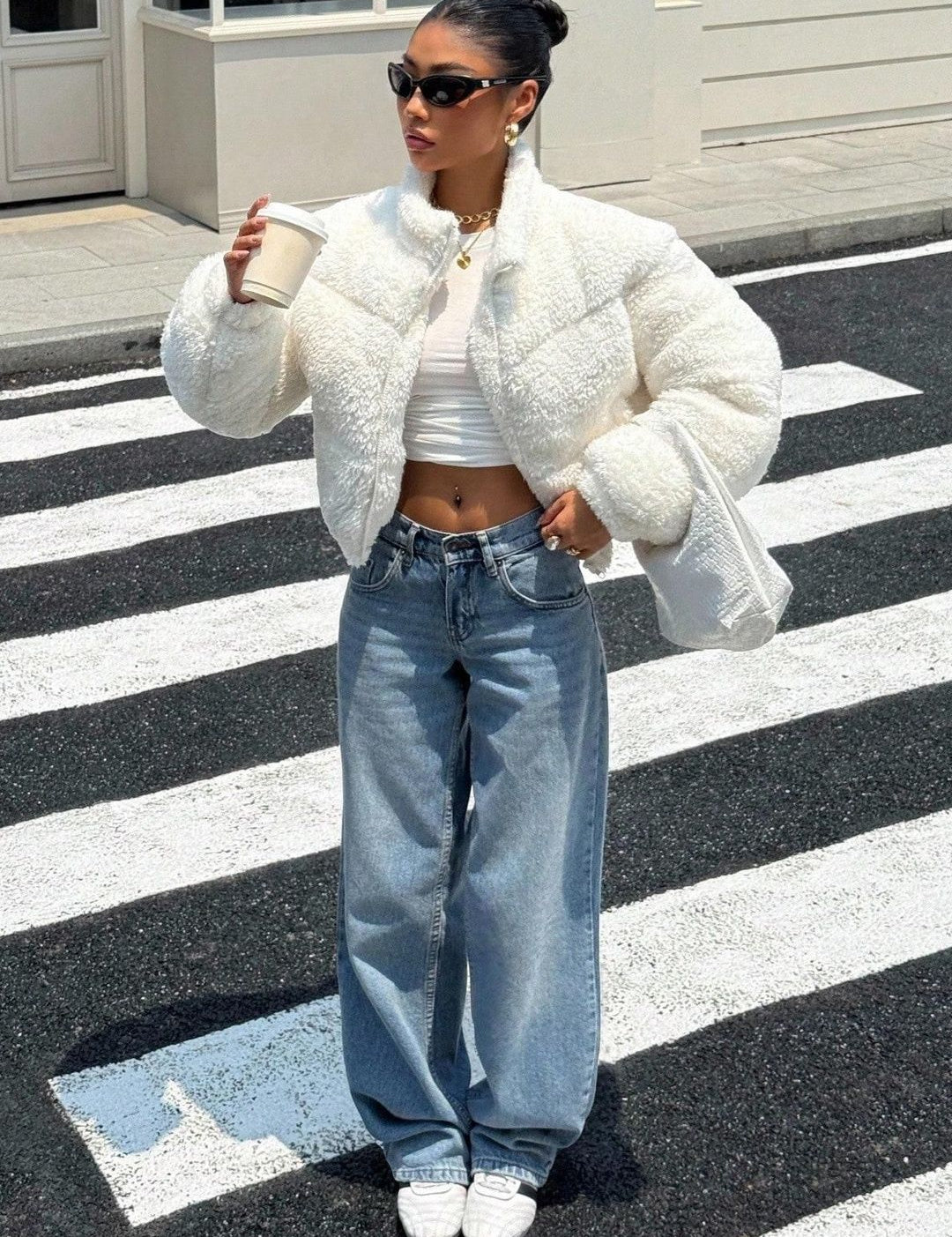 Kotty Women Woollen Crop Open Front Jacket