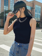 Kotty Women High Neck Sleeveless Fitted Crop Top