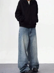 Kotty Men Wide Leg Mid-Rise Light Fade Stretchable Jeans