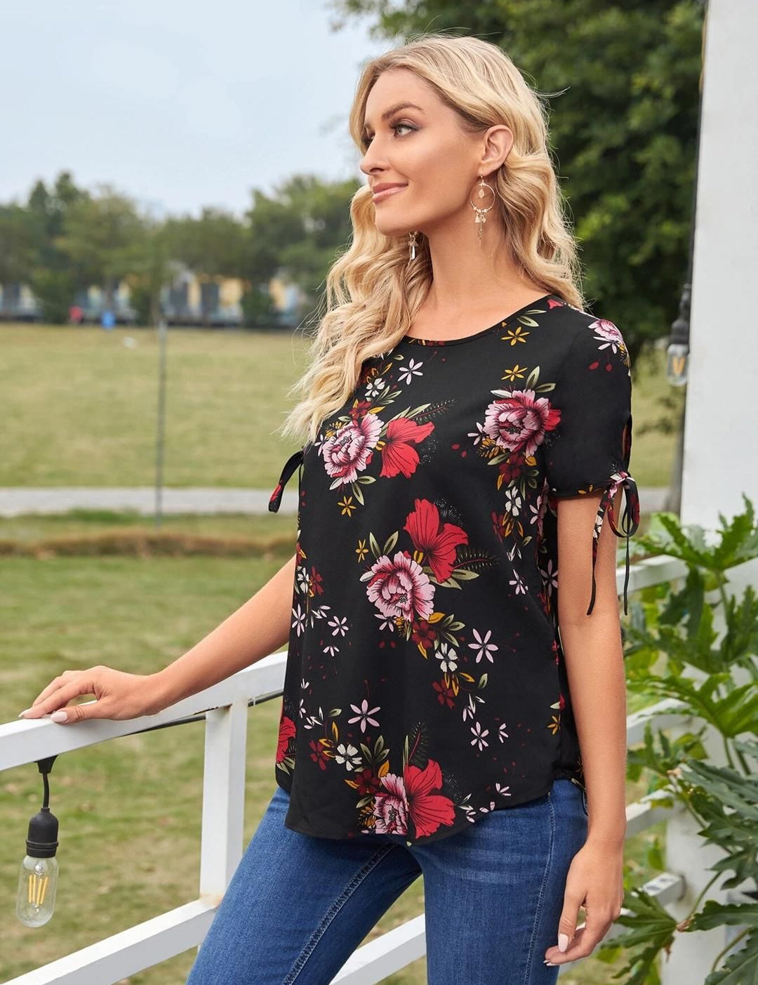 Kotty Floral Print Crepe Top