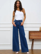High-Waist Light Blue Straight Leg Jeans