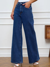 High-Waist Light Blue Straight Leg Jeans