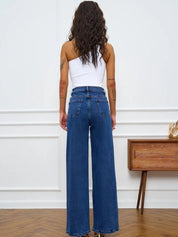 High-Waist Light Blue Straight Leg Jeans