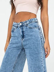 High-Waist Light Blue Straight Leg Jeans