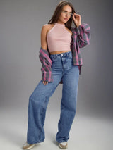 High-Waist Light Blue Straight Leg Jeans