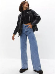 Women's High Waisted Wide Leg Light Blue Denim Jeans