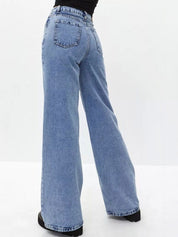 Women's High Waisted Wide Leg Light Blue Denim Jeans