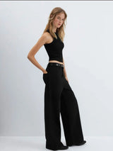 Women's High Waisted Wide Leg Black Pants