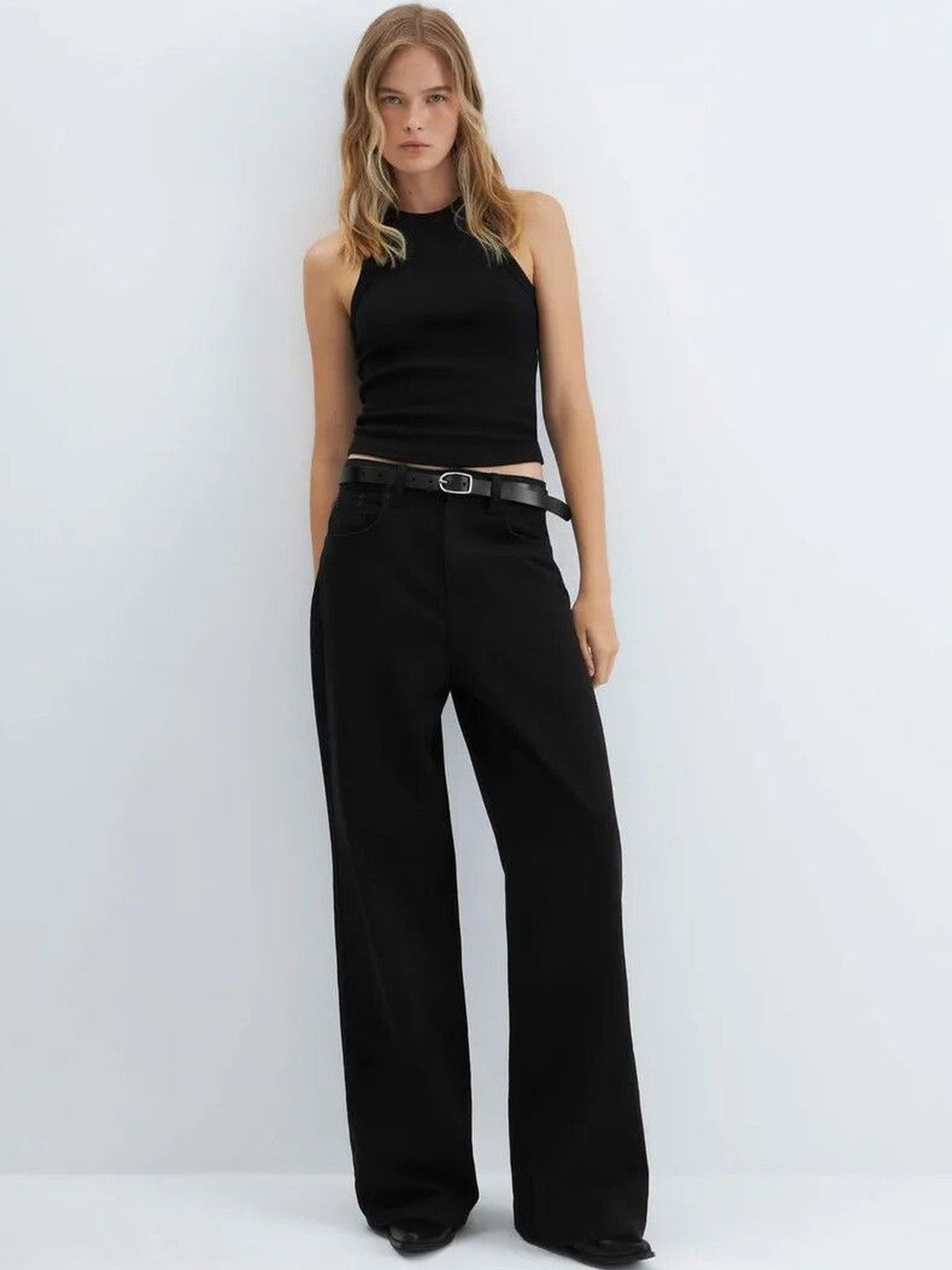 Women's High Waisted Wide Leg Black Pants