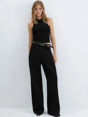 Women's High Waisted Wide Leg Black Pants