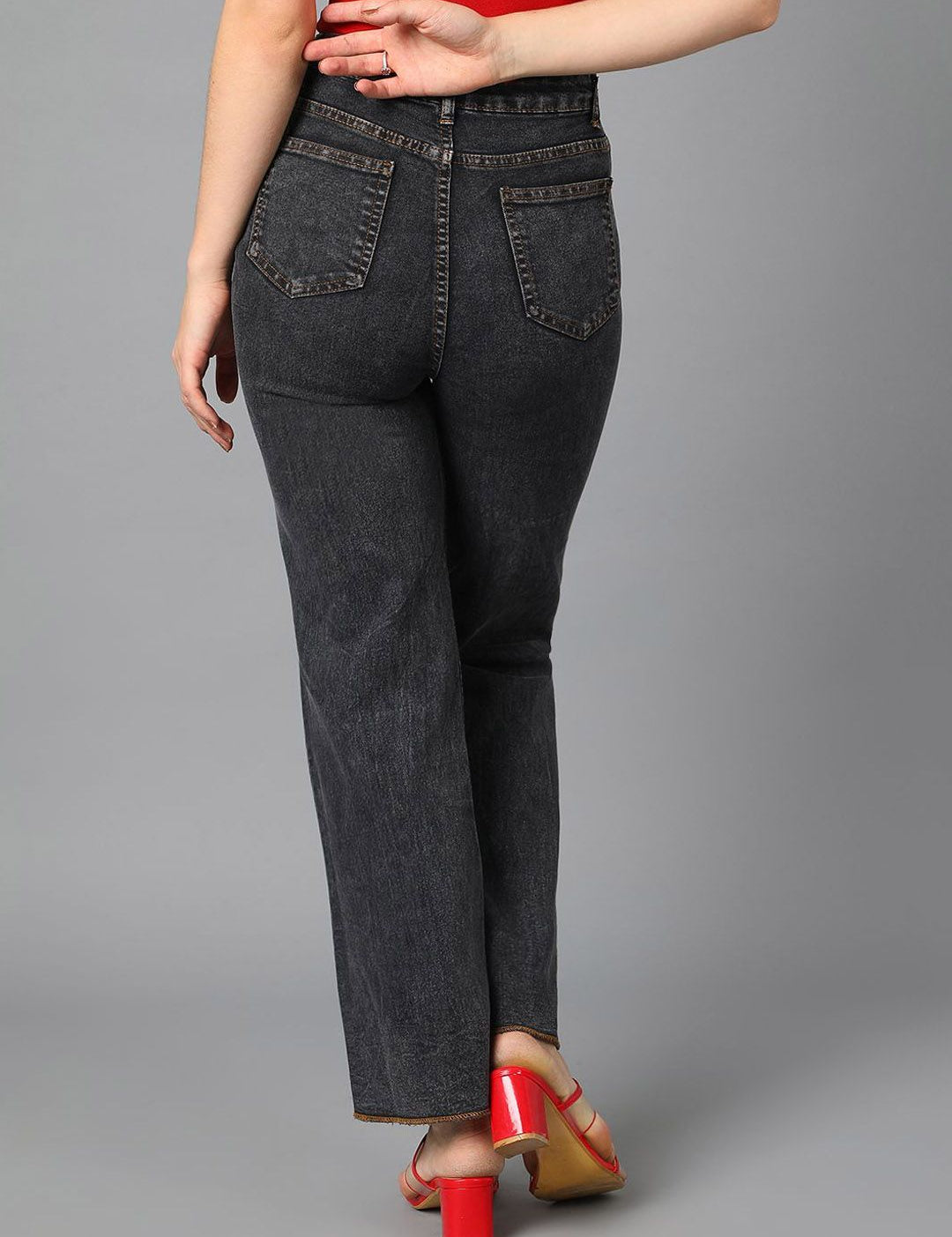 Kotty Women Straight Fit High-Rise Highly Distressed Stretchable Jeans