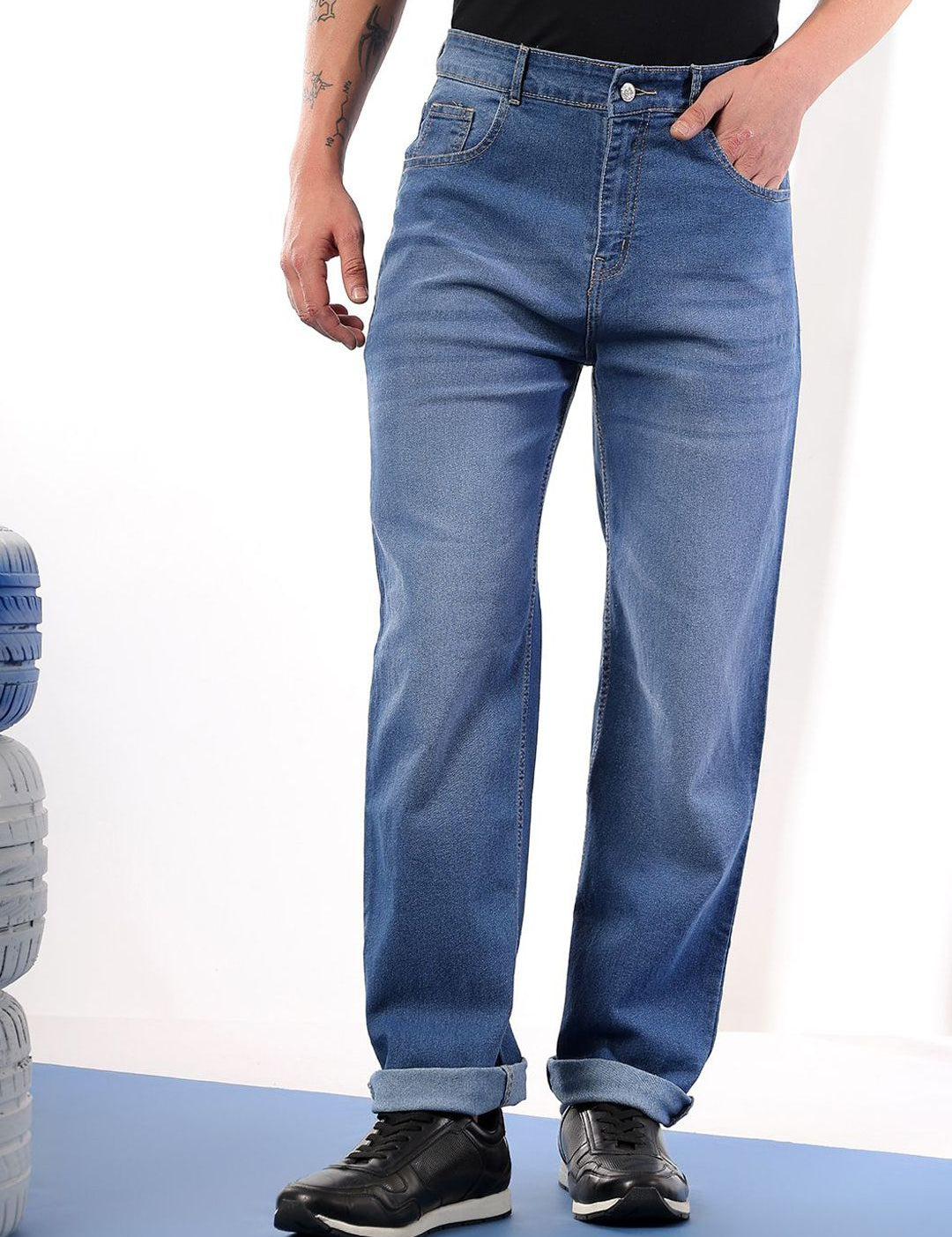 Kotty Men Comfort Regular Fit Mid-Rise Stretchable Jeans