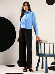 Kotty Women Relaxed Fit Solid Spread Collar Cotton Casual Shirt