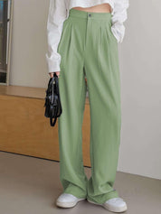 Kotty Women Relaxed Straight Leg Straight Fit High-Rise Easy Wash Trousers