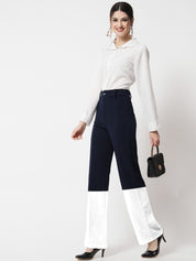 Kotty Women Colourblocked  Regular Fit High-Rise Easy Wash Flat-Front Trousers