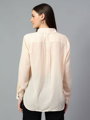 Kotty Women Comfort Spread Collar Solid Oversized Casual Shirt