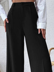 KOTTY Basics Women Relaxed Straight Leg High-Rise Easy Wash Trousers