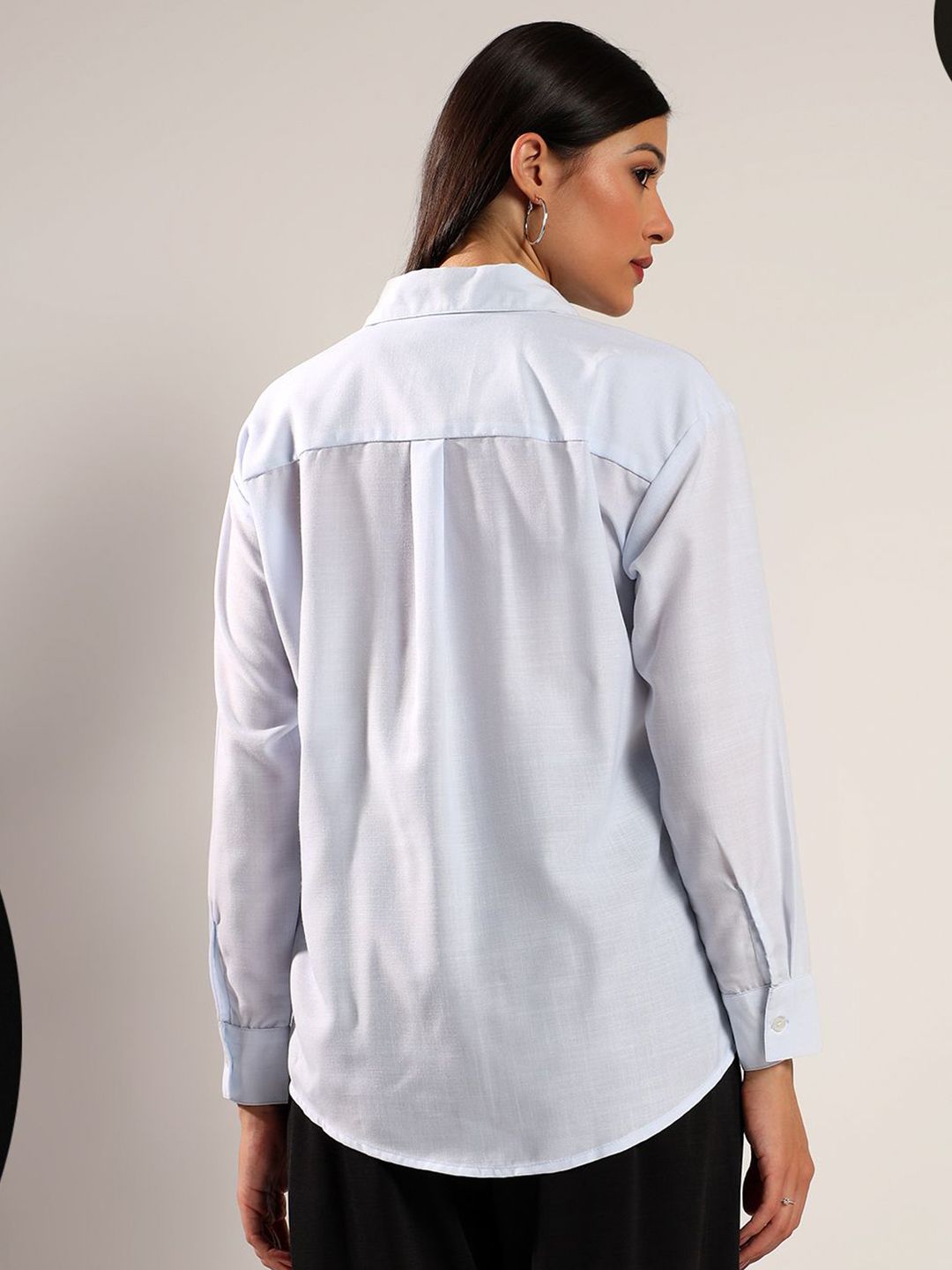 Kotty Women Relaxed Fit Solid Spread Collar Cotton Formal Shirt