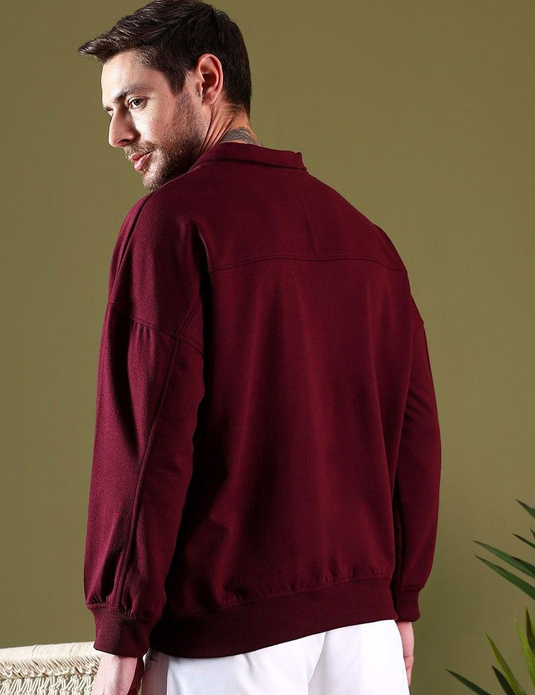 Kotty Men Shirt Collar Cotton Sweatshirt