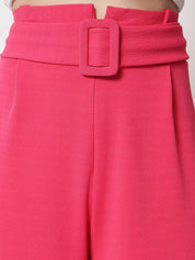 Kotty Women Colourblocked High-Rise Easy Wash Straight Pants Trousers