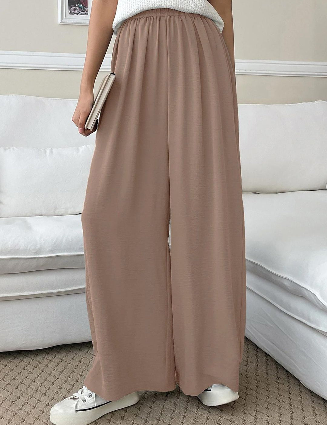 Kotty Women Relaxed Straight Leg Loose Fit High-Rise Cotton Trousers