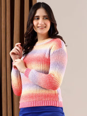 Kotty Striped Crew Neck Cotton Pullover Sweater