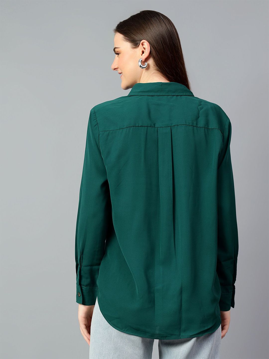 Kotty Women Comfort Spread Collar Solid Oversized Casual Shirt