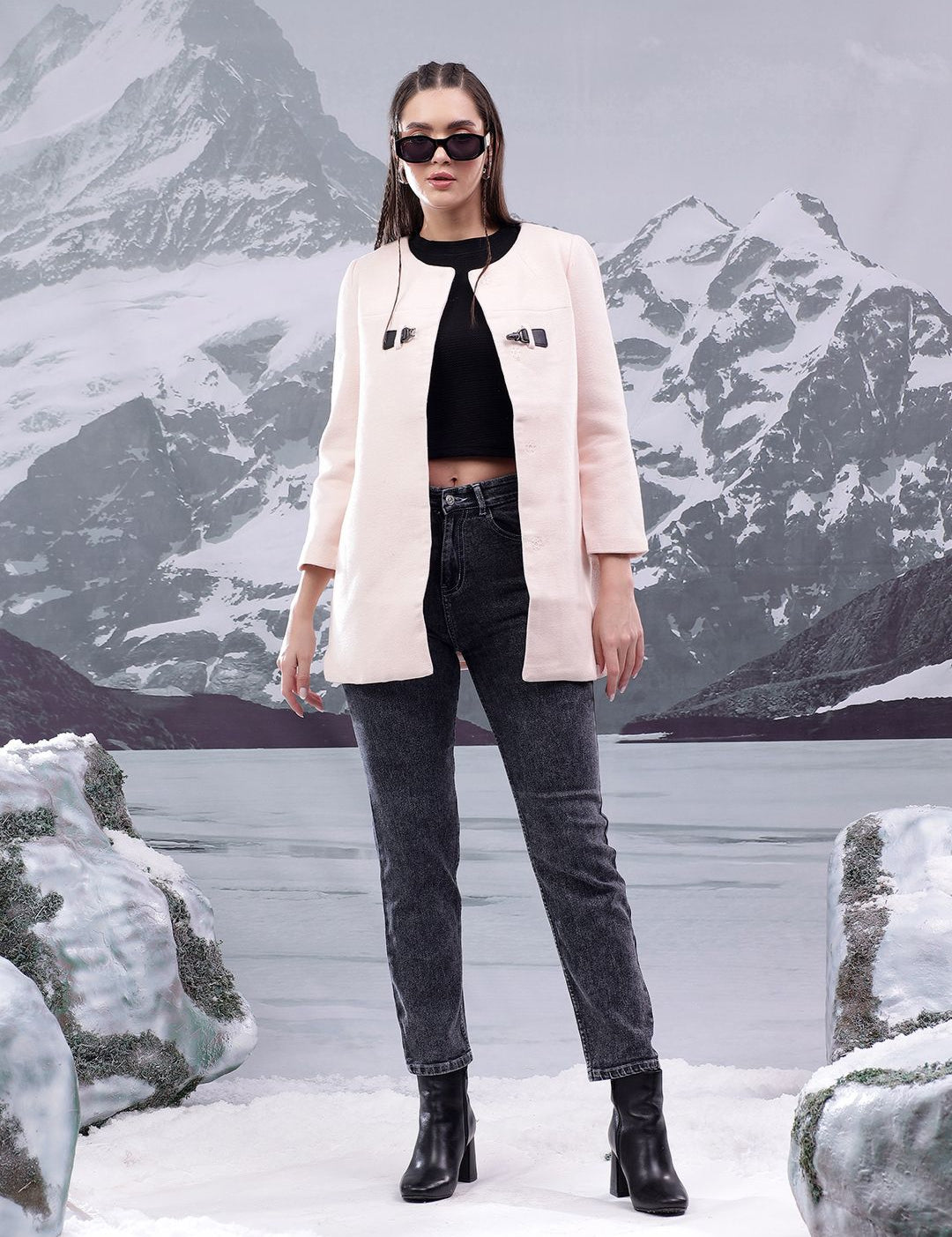 Kotty Women Mandarin Collar Overcoat