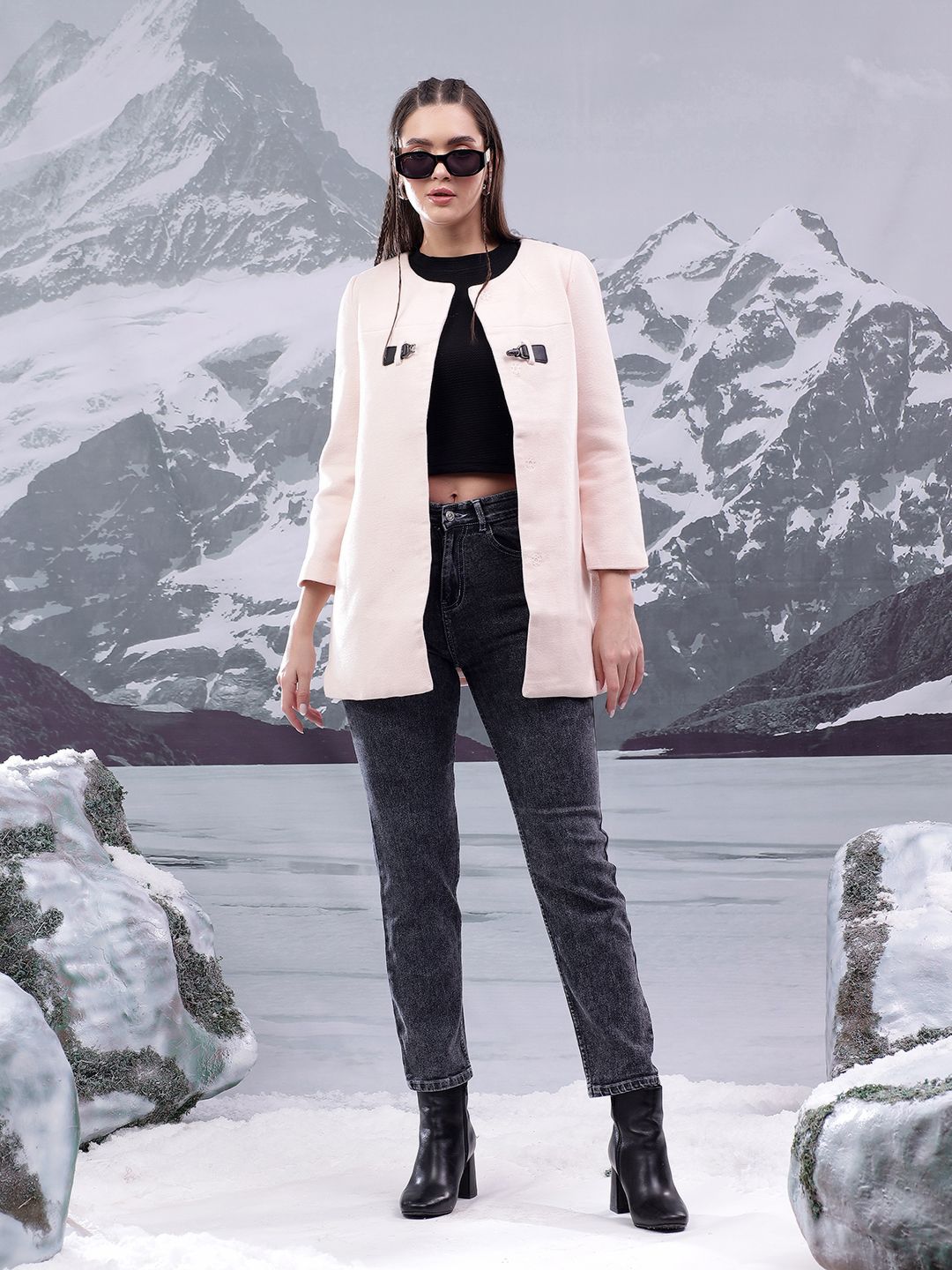 Kotty Women Mandarin Collar Overcoat