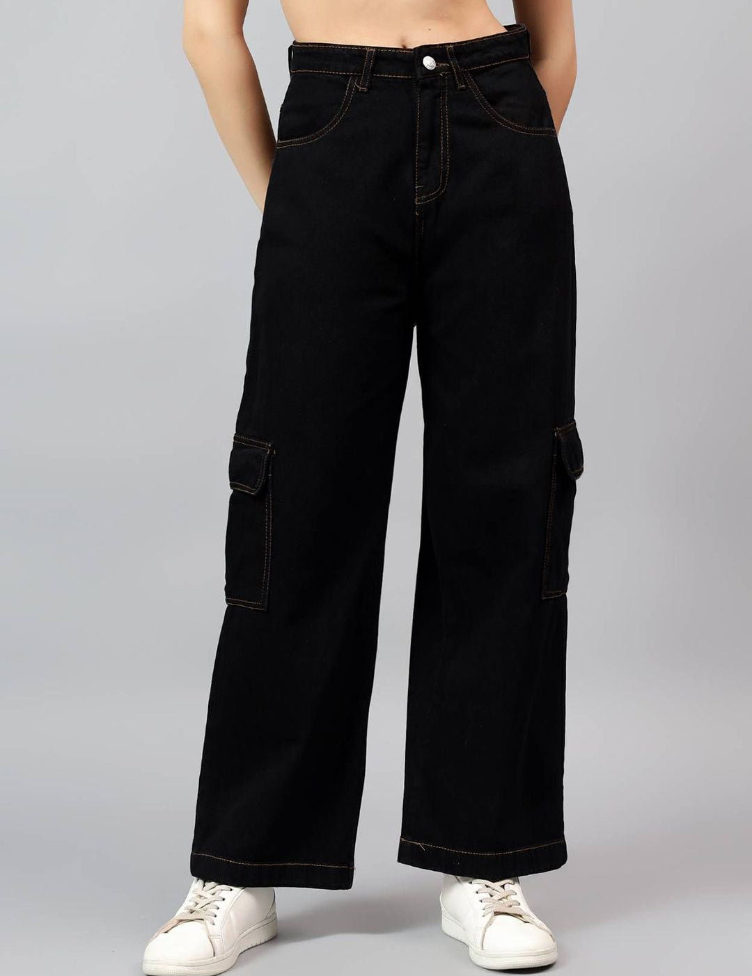 Kotty Women Wide Leg High-Rise Cotton Stretchable Jeans