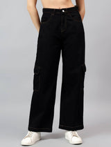 Kotty Women Wide Leg High-Rise Cotton Stretchable Jeans