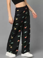 Kotty Women Printed High-Rise Easy Wash Parallel Trousers