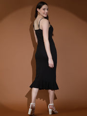 Kotty Women Solid Bodycon Midi Dress