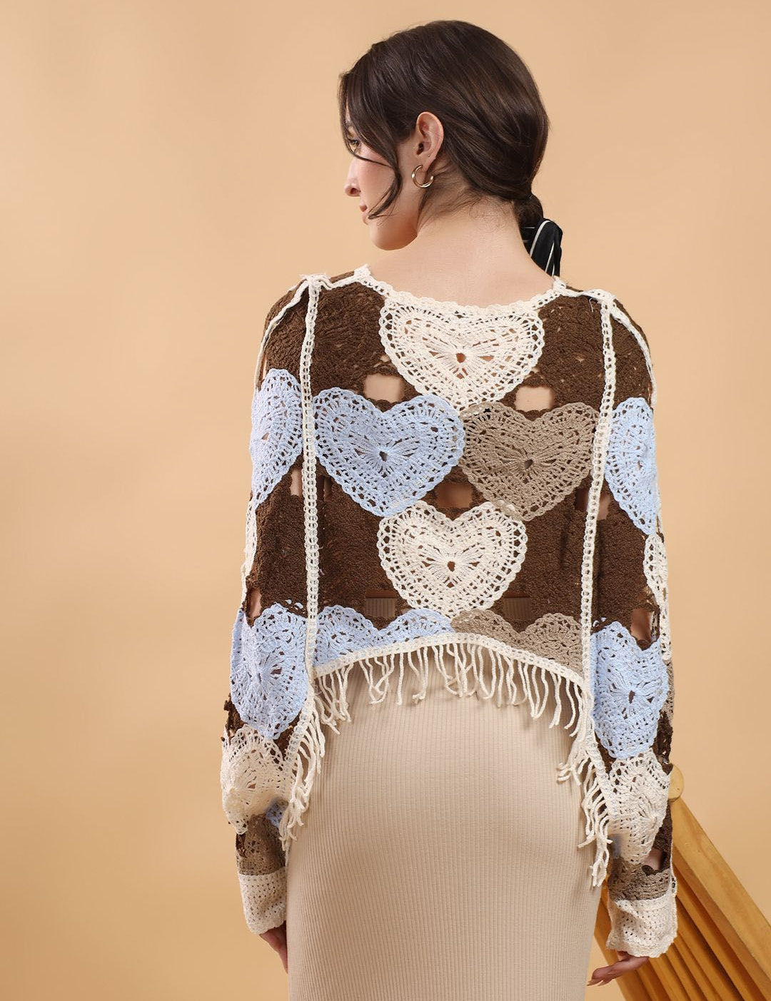 Kotty Women Embellished Print Cotton  Crochet Crop Top