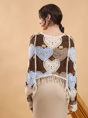 Kotty Women Embellished Print Cotton  Crochet Crop Top