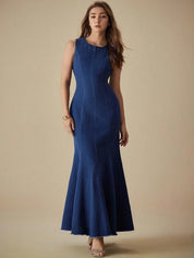 Kotty women ocean blue sheath maxi dress