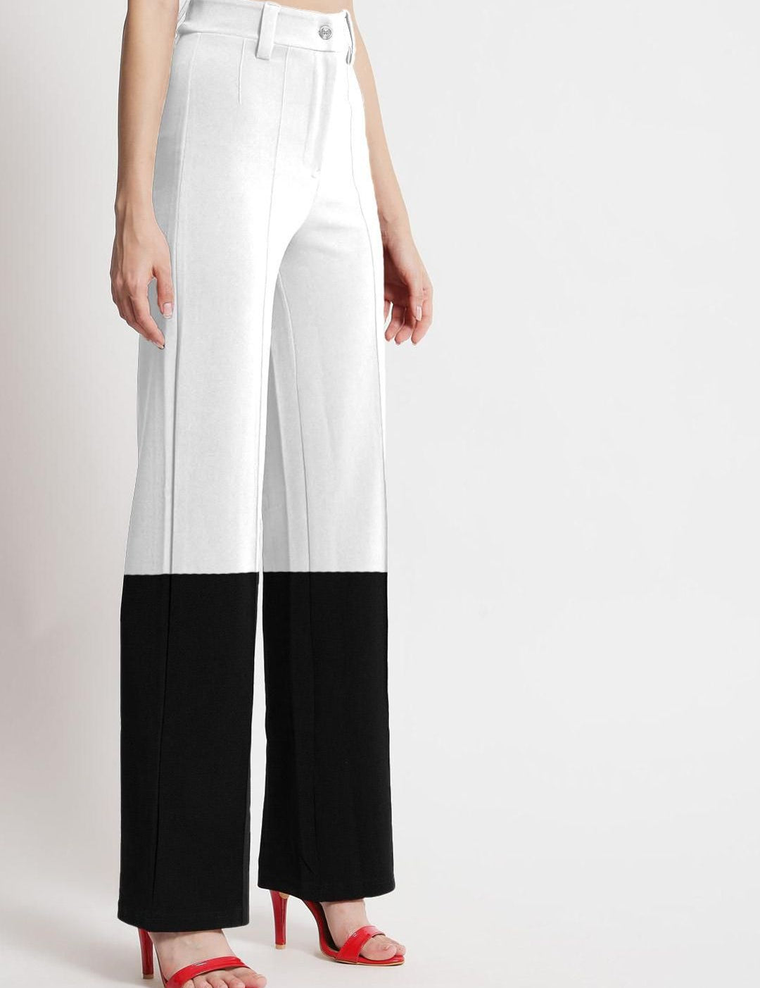 Kotty Women Colourblocked High-Rise Pleated Regular Trousers