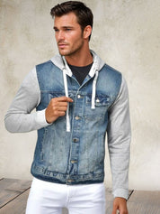 Kotty Men Hooded Solid Denim Jacket
