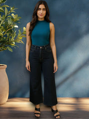 Kotty Women Flared High-Rise Stretchable Cropped Jeans