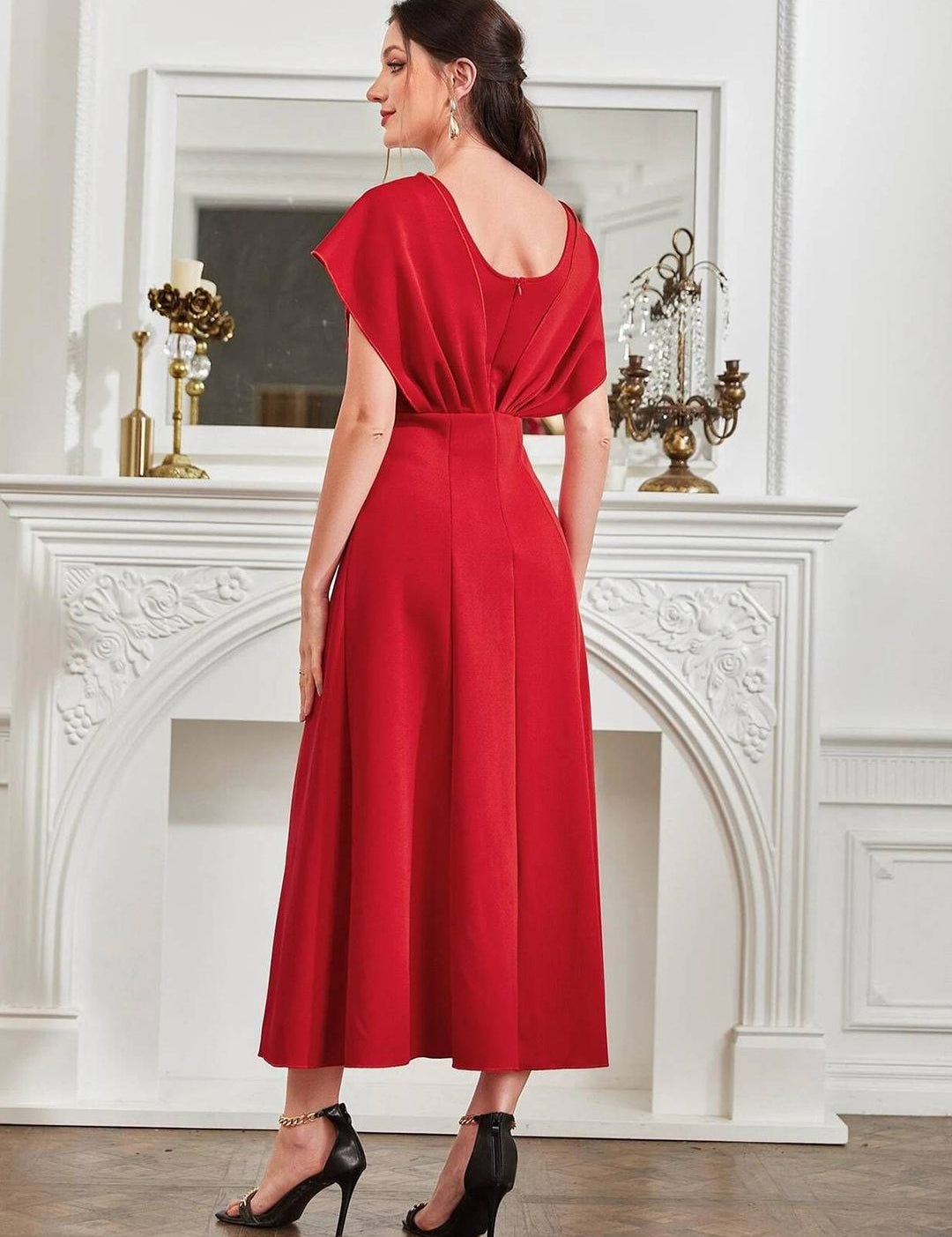 Kotty Women Solid Flared Sleeve Fit & Flare Maxi Dress