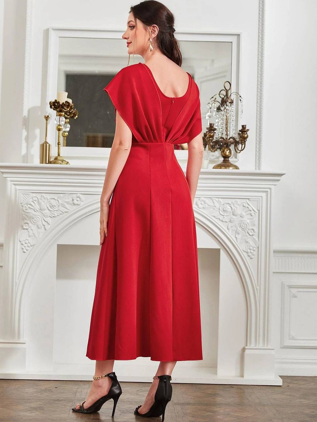 Kotty Women Solid Flared Sleeve Fit & Flare Maxi Dress