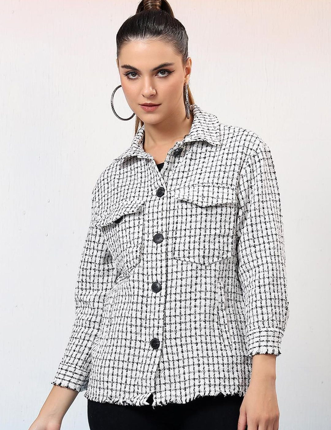  Kotty Checked Shawl Collar Coats

