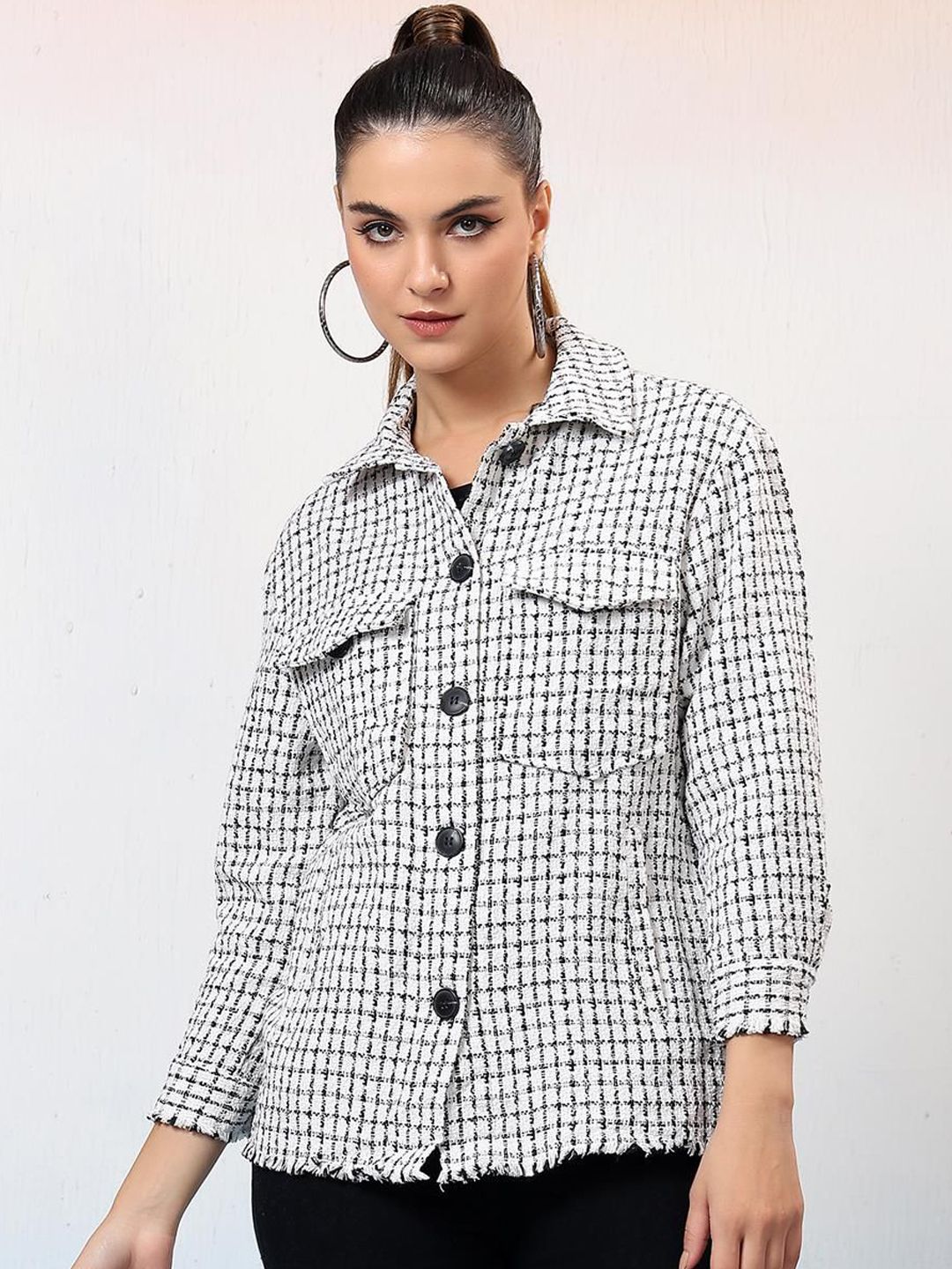  Kotty Checked Shawl Collar Coats

