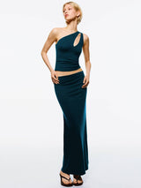 Kotty One Shoulder Crop Top With Ankle-Length Skirt Co-Ords