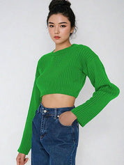 Kotty Women Long Sleeves Crop Round Neck Pullover