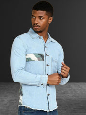 Kotty Abstract Printed Open Front Denim Jacket